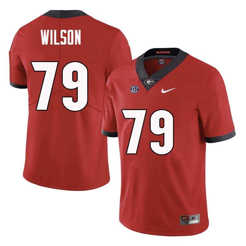 Men Georgia Bulldogs #79 Isaiah Wilson College Football Jerseys Sale-Red - Click Image to Close